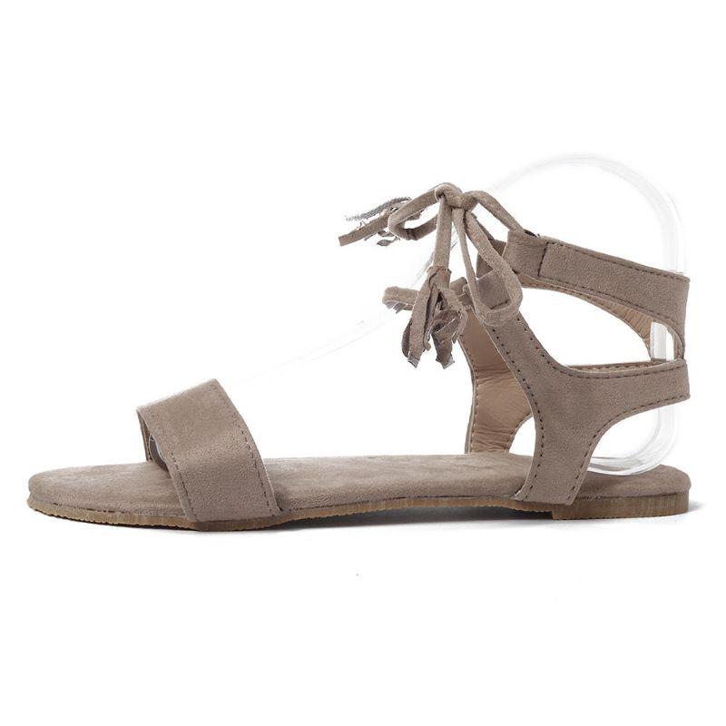 Sandalias Romanas Con Cordones Cruzados Con Flecos Para Mujer