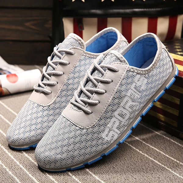 Zapatos Deportivos De Hombre En Malla Con Cordones