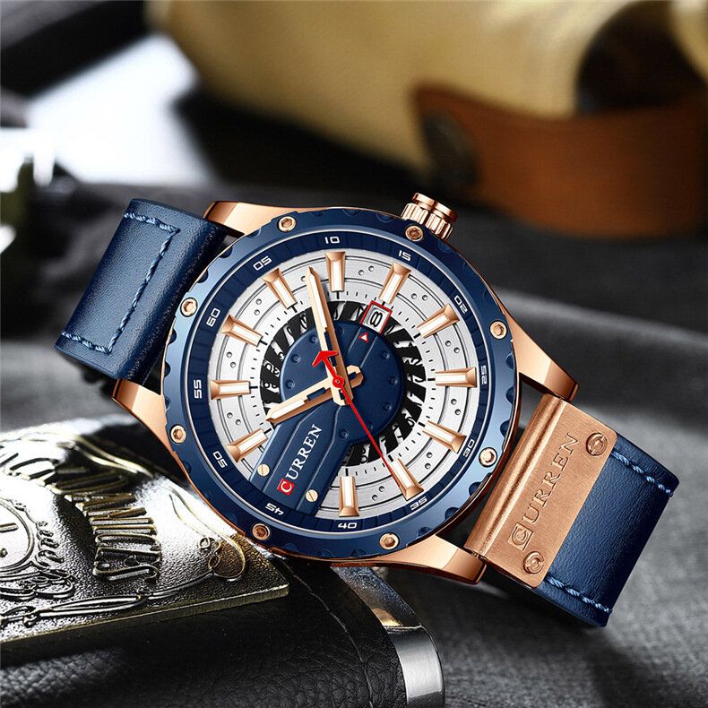 Curren Negocio Informal Con Esfera De Calendario Correa De Cuero Pu 3atm Reloj De Pulsera De Cuarzo Impermeable Para Hombre