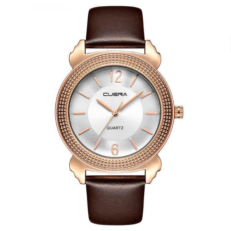 Deffrun Estilo Casual Reloj De Pulsera Para Mujer Correa De Cuero Reloj De Cuarzo Impermeable