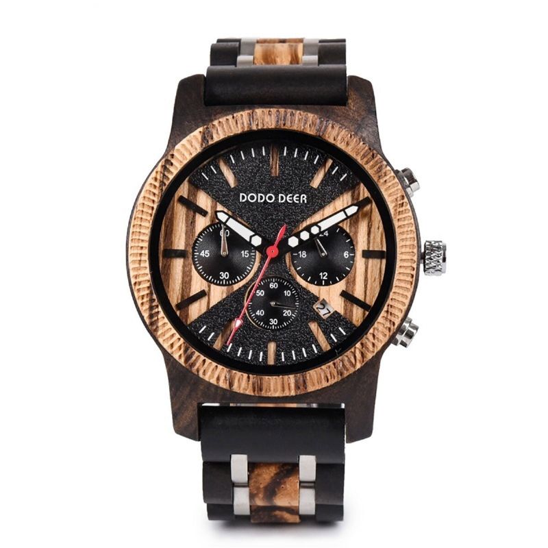 Dodo Deer C08 Reloj De Cuarzo De Madera Para Hombre Con Pantalla De Fecha Y Fecha De Moda