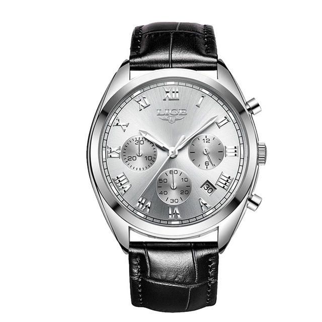 Lige 9852 Pantalla Luminosa Impermeable Reloj De Pulsera Para Hombre Reloj De Cuarzo Con Correa De Cuero De Moda