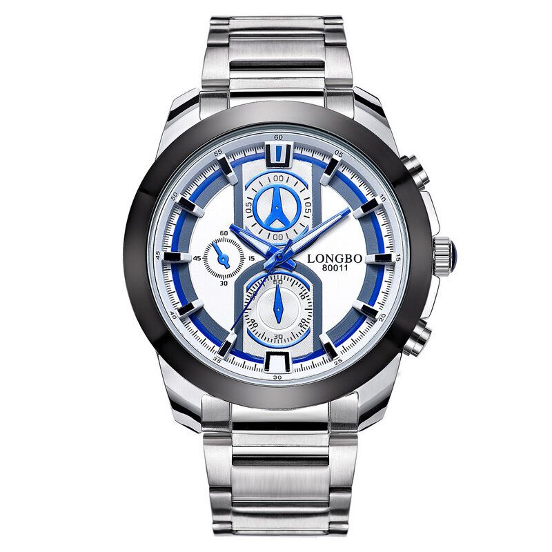 Longbo 80011 Reloj De Cuarzo De Estilo Empresarial Con Pantalla Luminosa De Acero Completo A La Moda