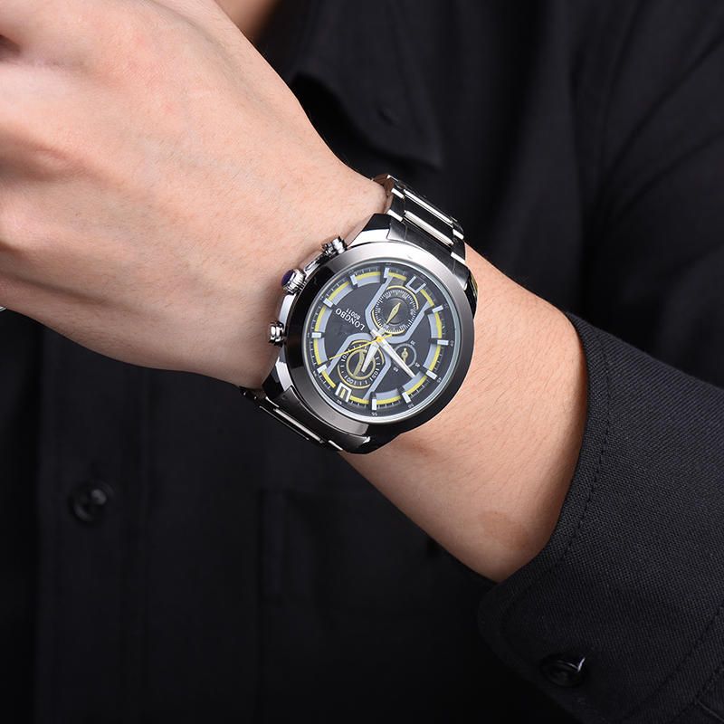 Longbo 80011 Reloj De Cuarzo De Estilo Empresarial Con Pantalla Luminosa De Acero Completo A La Moda