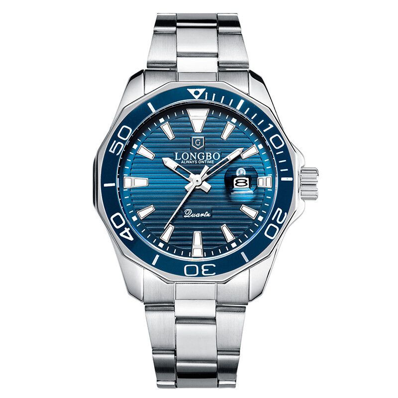 Longgo Business Fashion Luminous Display Calendar Steel Band 3atm Reloj De Pulsera Impermeable Para Hombre Reloj De Cuarzo