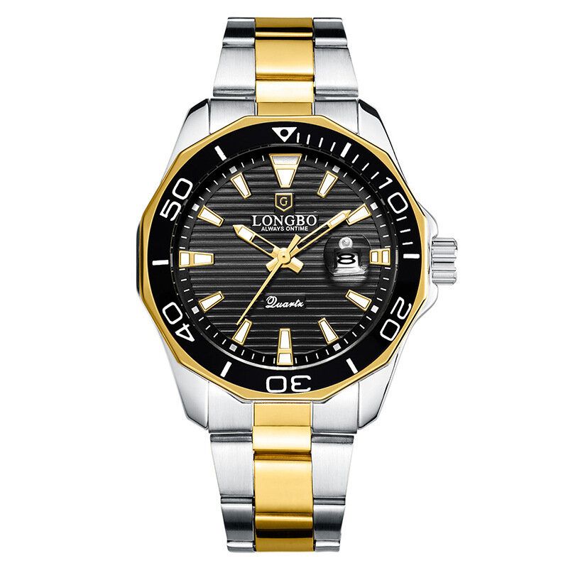 Longgo Business Fashion Luminous Display Calendar Steel Band 3atm Reloj De Pulsera Impermeable Para Hombre Reloj De Cuarzo