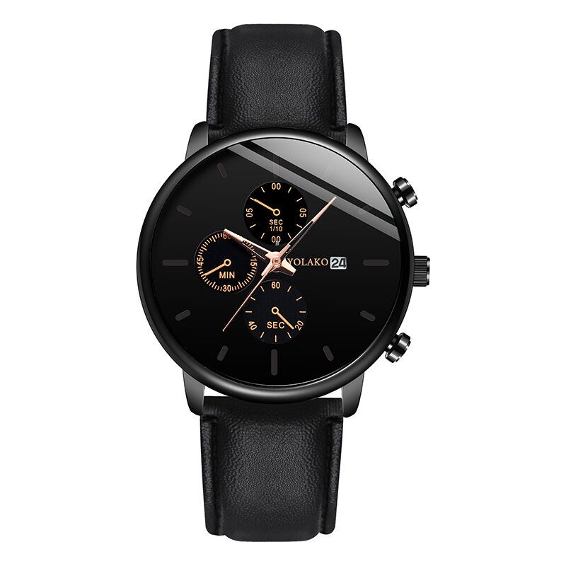 Relojes Deportivos De Negocios Para Hombres Caja De Aleación Correa De Cuero Reloj De Cuarzo Con Calendario Cronógrafo Superligero