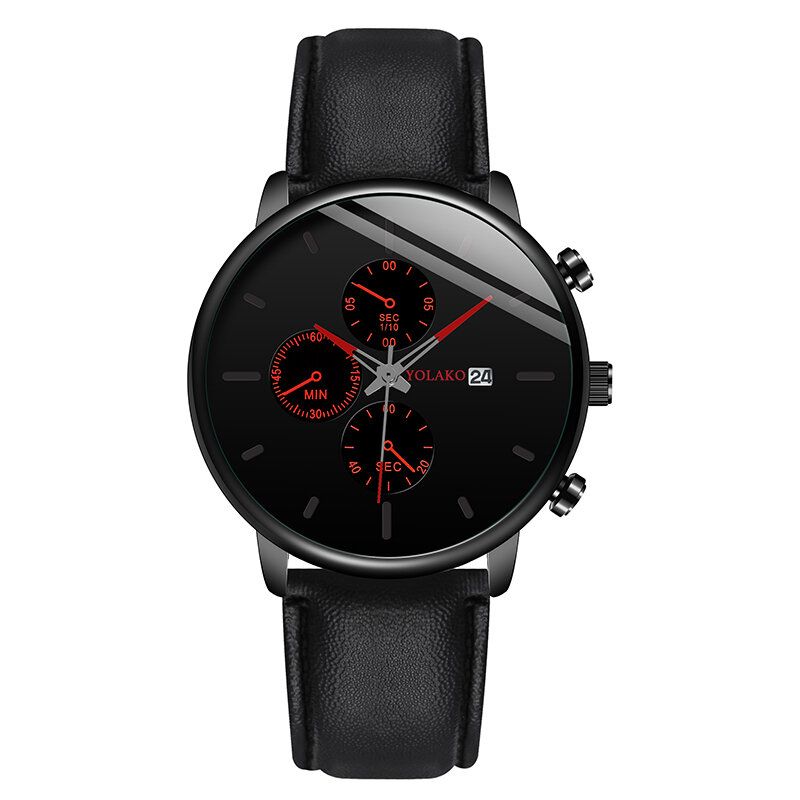 Relojes Deportivos De Negocios Para Hombres Caja De Aleación Correa De Cuero Reloj De Cuarzo Con Calendario Cronógrafo Superligero