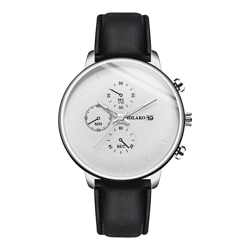 Relojes Deportivos De Negocios Para Hombres Caja De Aleación Correa De Cuero Reloj De Cuarzo Con Calendario Cronógrafo Superligero