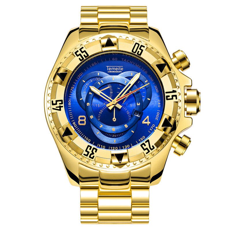 Temeite 020g Reloj De Moda Para Hombre Reloj De Cuarzo Con Pantalla De Fecha Luminosa Con Esfera Grande