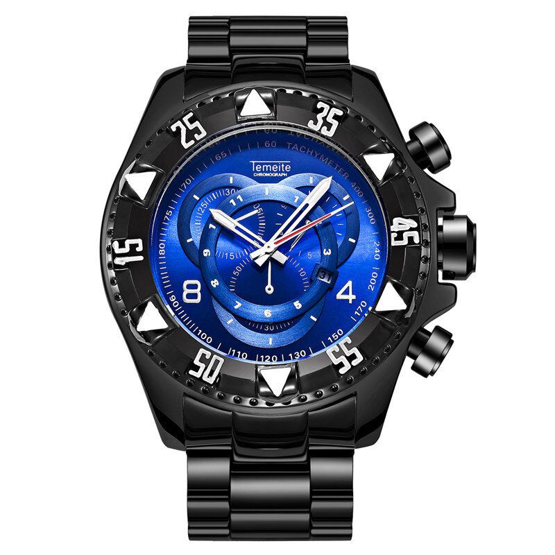 Temeite 020g Reloj De Moda Para Hombre Reloj De Cuarzo Con Pantalla De Fecha Luminosa Con Esfera Grande